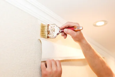 Pose de papier peint au Palais — revêtements muraux et toiles de verre